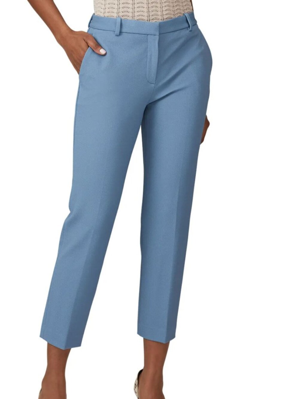 Theory Tailor Union Knit Cropped Pants Trousers Light Blue, Sophisticated, Sze 8